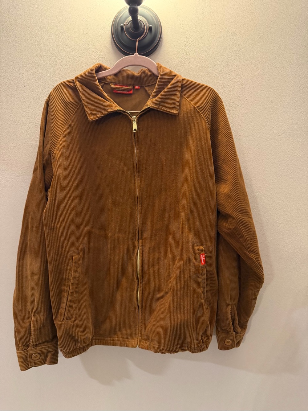 Brown Corduroy Delivery Jacket Mens Medium Full Zip Utility Workwear